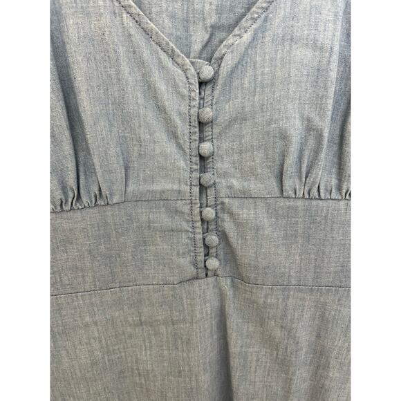 Banana Republic Chambray Blue Cotton Blend Cap Sleeve Button Front Mini Dress 12 - Picture 8 of 12